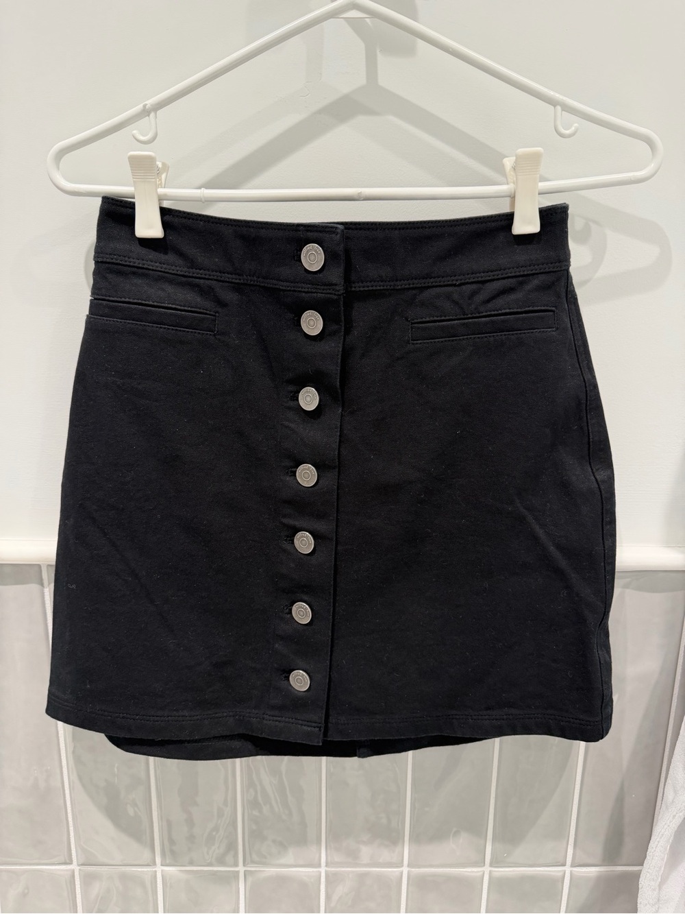 Black Button-Front Skirt